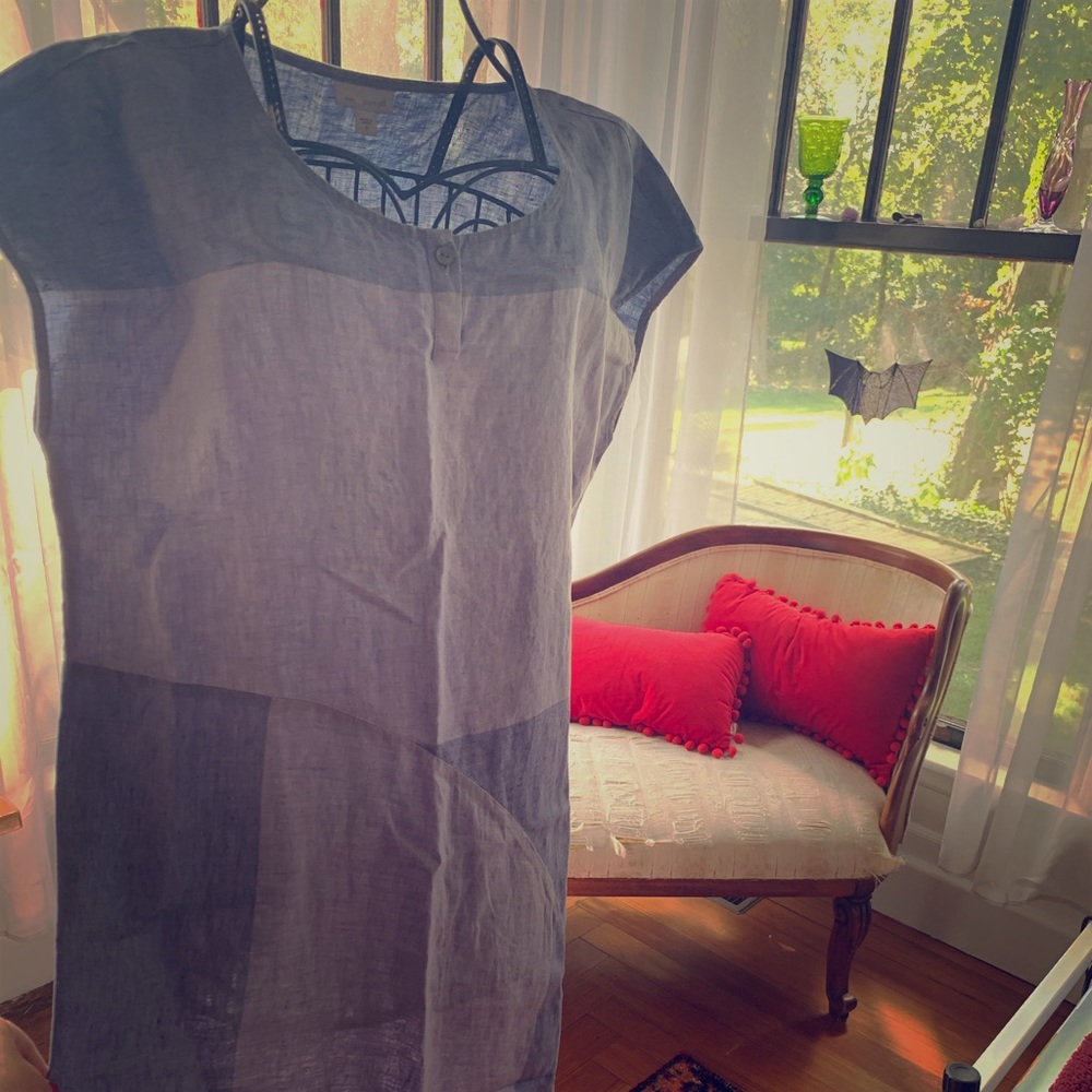 J Jill Blue Linen Shift Dress